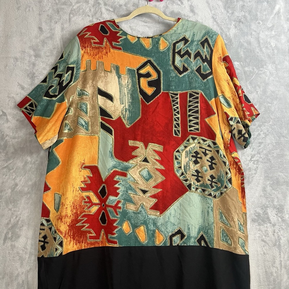Vintage Dress Artsy Old Money IN CINQ 24w Color Block Print Relaxed Fit Made USA - Picture 3 of 14